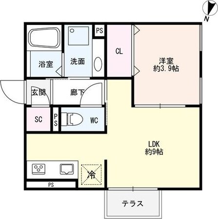 スカイコートⅠ-Bの物件間取画像